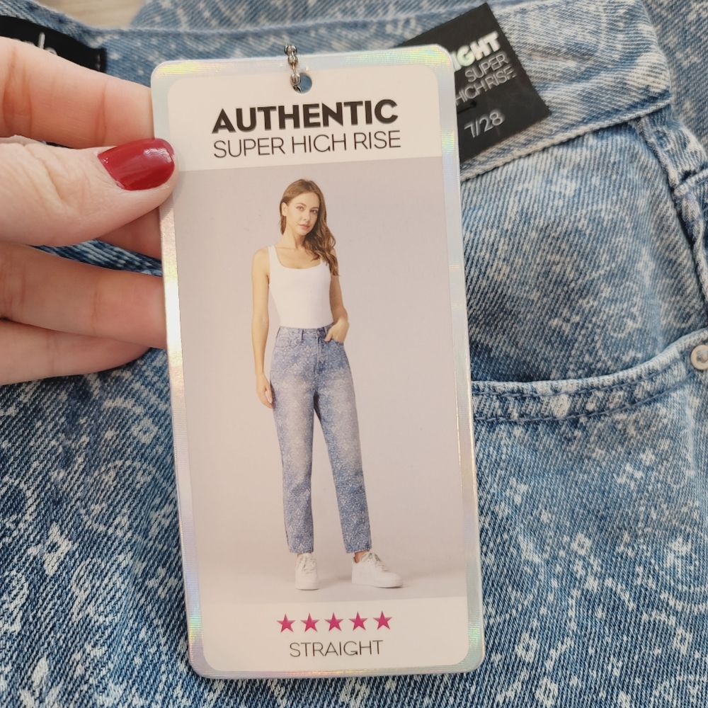 NWT Simple Society Super High Rise Straight Denim Jeans Women's Size 7/28 - Picture 11 of 13